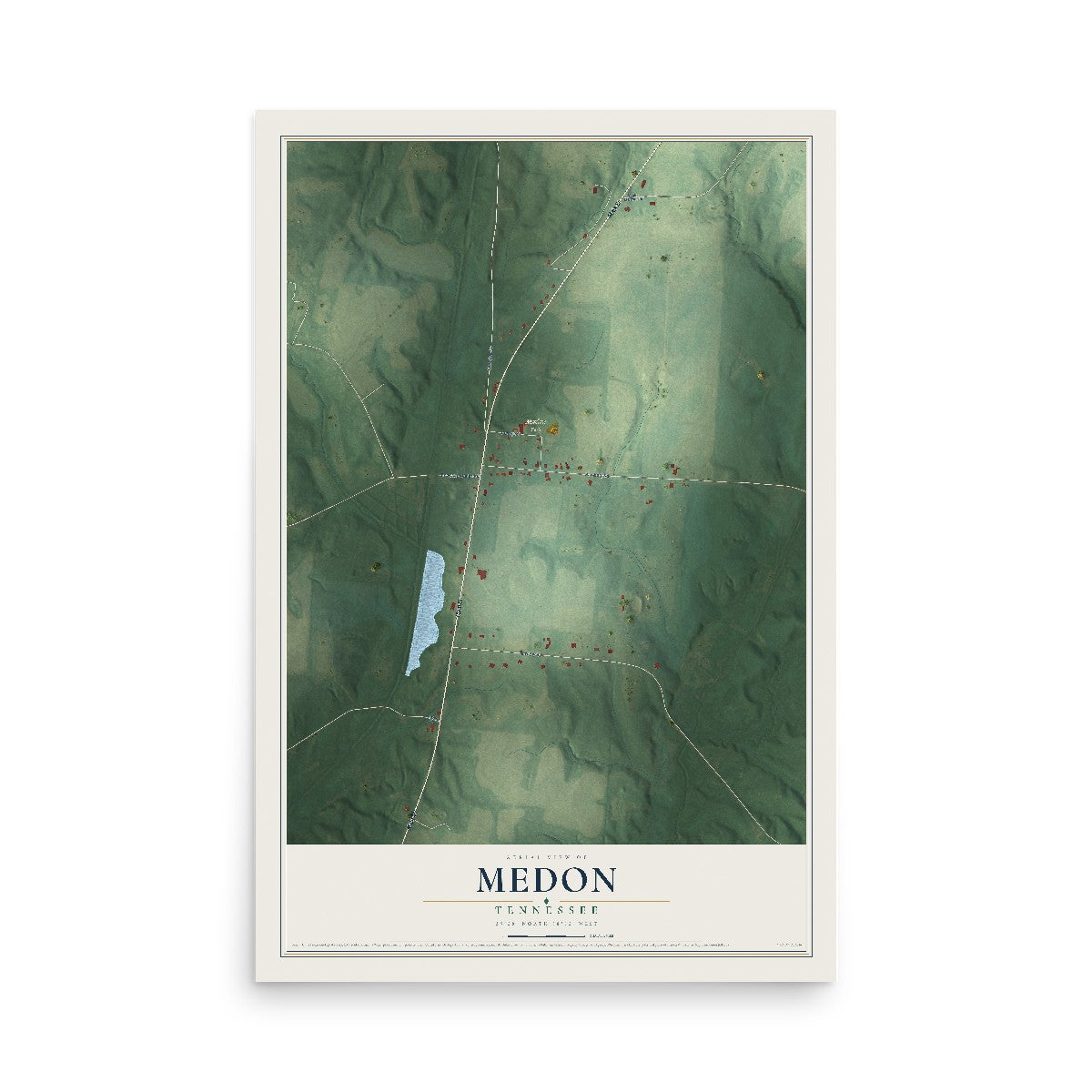 Map of Medon, Tennessee, 12 x 18 inch unframed archival matte print