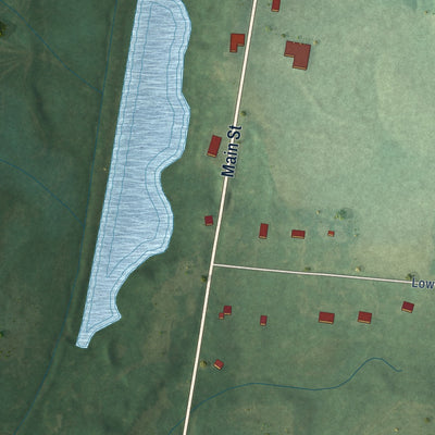 Second close-up of the map of Medon, Tennessee print showing more streets and buildings