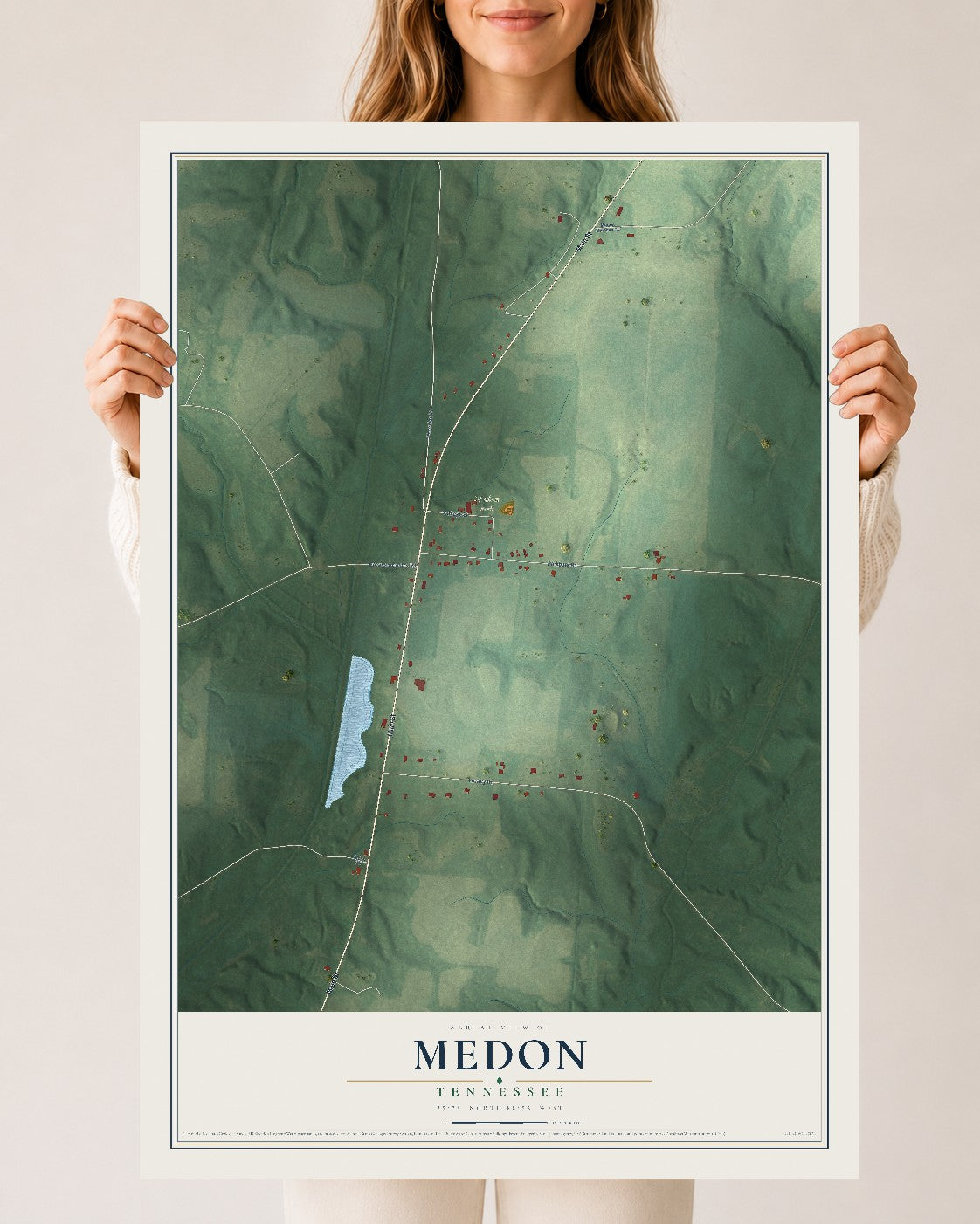Map of Medon, Tennessee, 24 x 36 inch unframed archival matte print