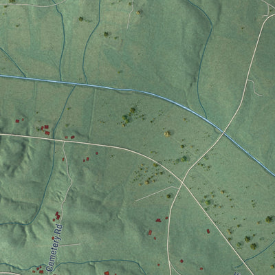 Second close-up of the map of Michie, Tennessee print showing more streets and buildings