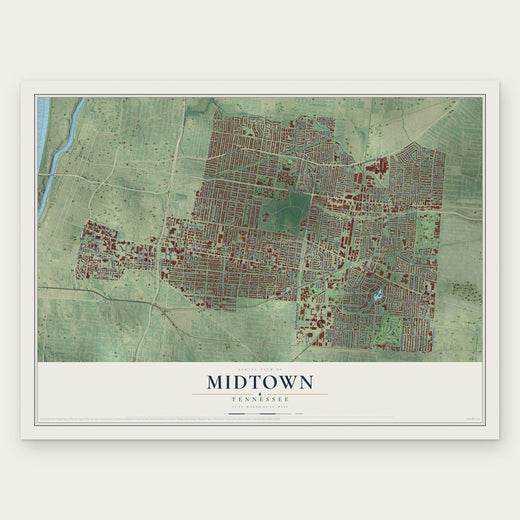 Midtown, Memphis, Tennessee map print, the full design