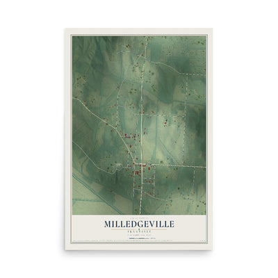 Map of Milledgeville, Tennessee, 12 x 18 inch unframed archival matte print