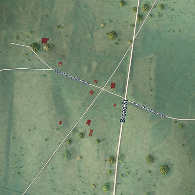 Second close-up of the map of Milledgeville, Tennessee print showing more streets and buildings