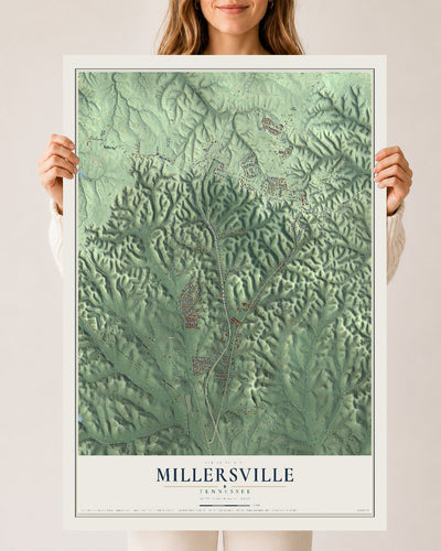 Map of Millersville, Tennessee, 24 x 36 inch unframed archival matte print