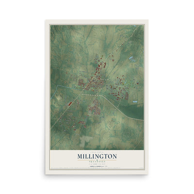 Map of Millington, Tennessee, 12 x 18 inch unframed archival matte print