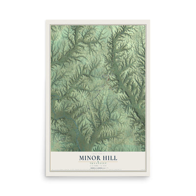 Map of Minor Hill, Tennessee, 12 x 18 inch unframed archival matte print