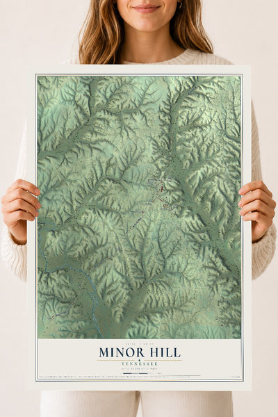 Map of Minor Hill, Tennessee, 18 x 24 inch unframed archival matte print