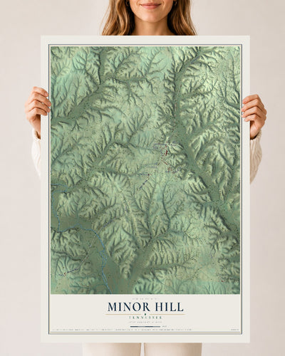 Map of Minor Hill, Tennessee, 24 x 36 inch unframed archival matte print