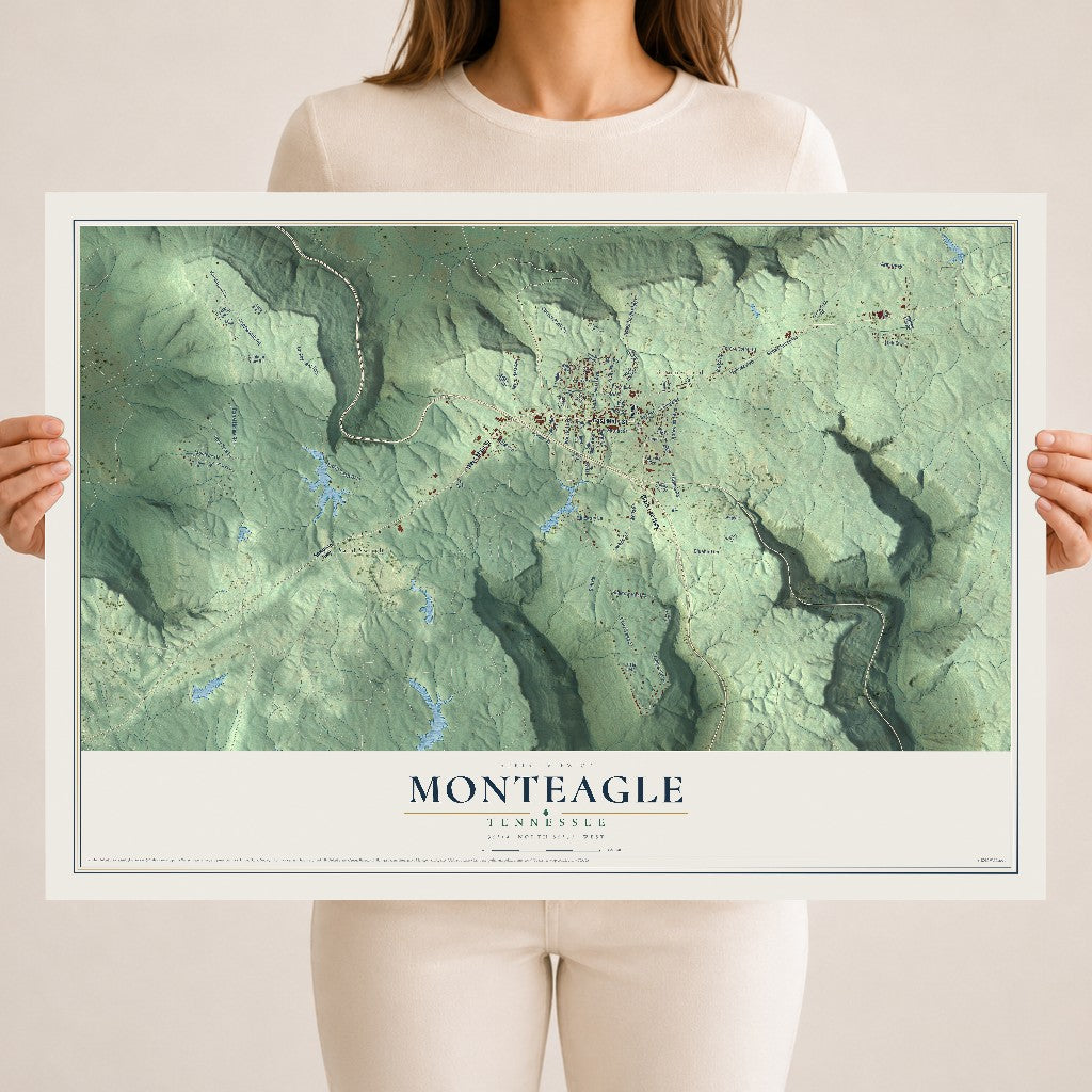 Map of Monteagle, Tennessee, 18 x 24 inch unframed archival matte print