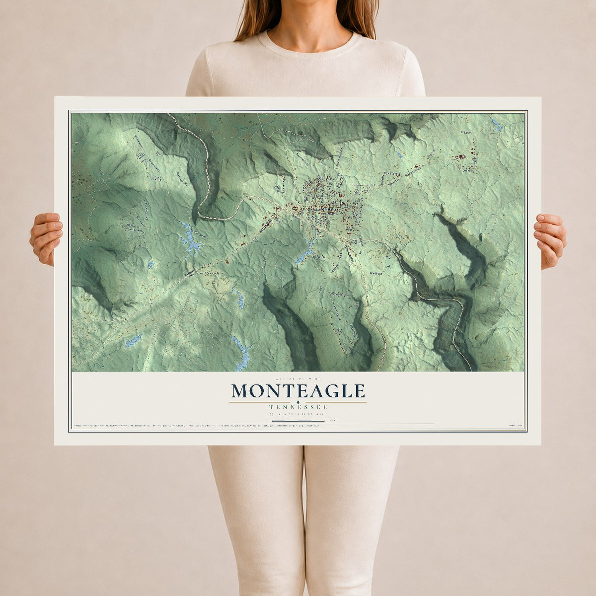 Map of Monteagle, Tennessee, 24 x 36 inch unframed archival matte print