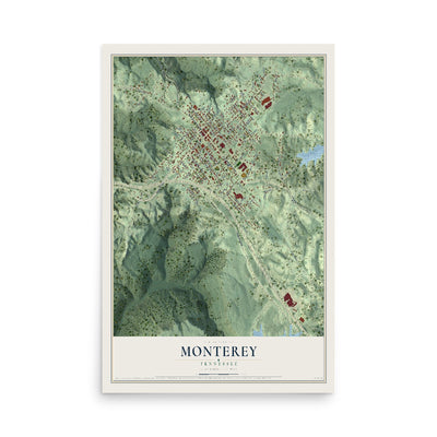 Map of Monterey, Tennessee, 12 x 18 inch unframed archival matte print