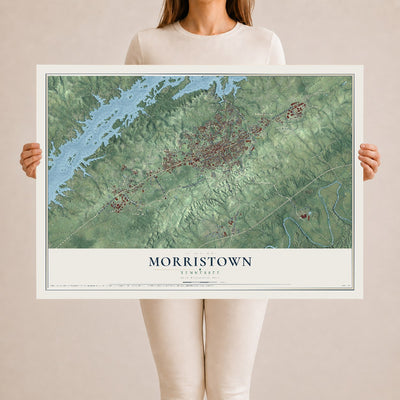 Map of Morristown, Tennessee, 24 x 36 inch unframed archival matte print