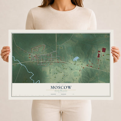 Map of Moscow, Tennessee, 12 x 18 inch unframed archival matte print