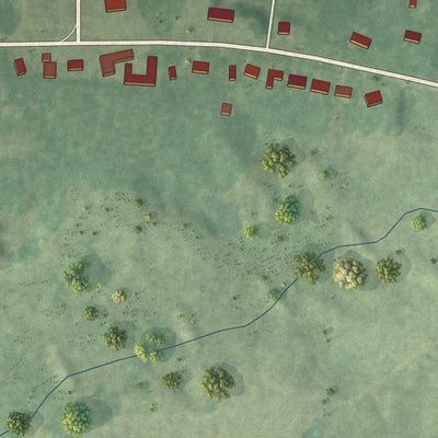 Second close-up of the map of Moscow, Tennessee print showing more streets and buildings