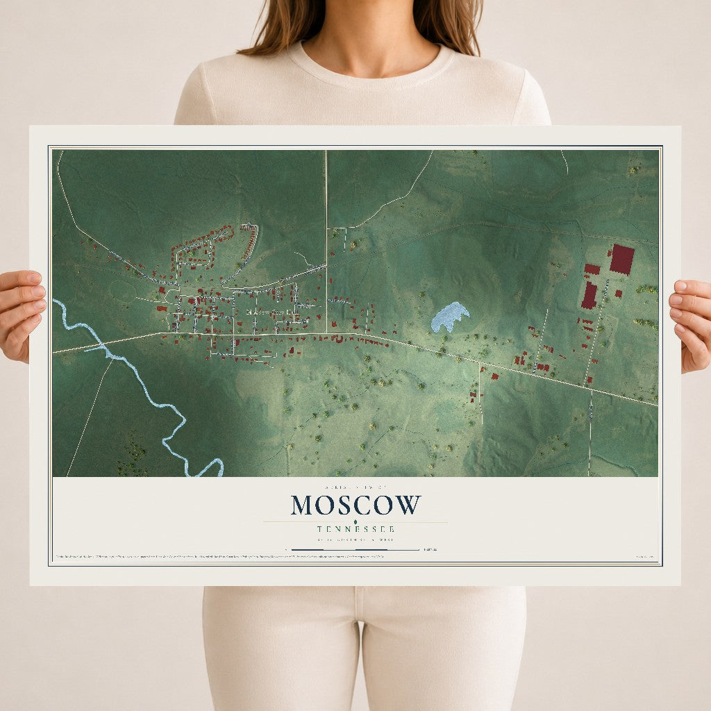 Map of Moscow, Tennessee, 18 x 24 inch unframed archival matte print