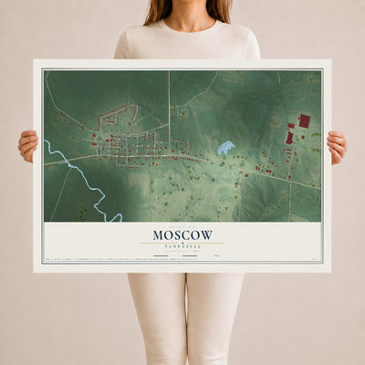 Map of Moscow, Tennessee, 24 x 36 inch unframed archival matte print