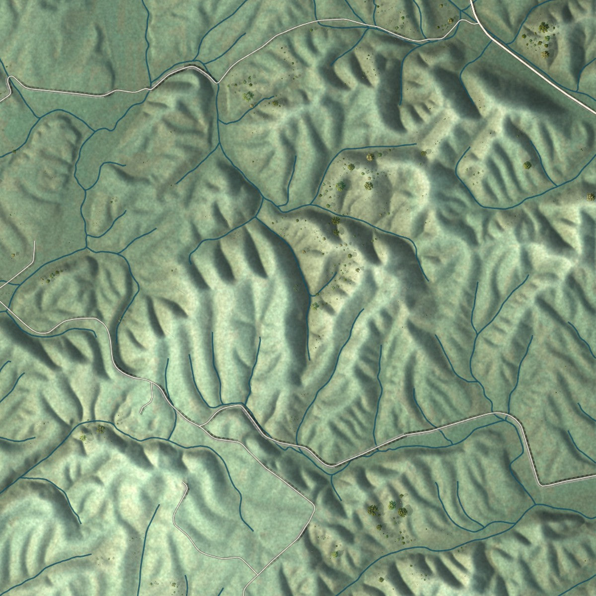 Second close-up of the map of Mosheim, Tennessee print showing more streets and buildings