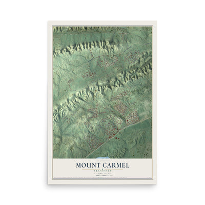 Map of Mount Carmel, Tennessee, 12 x 18 inch unframed archival matte print