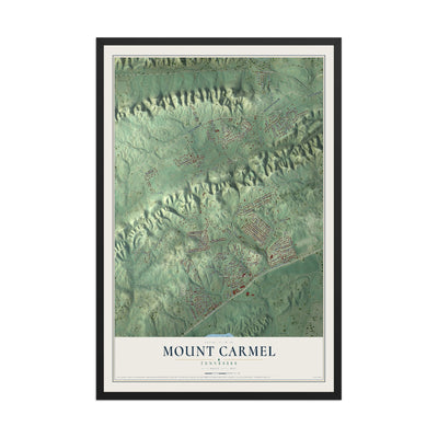 Map of Mount Carmel, Tennessee, 12 x 18 inch print in a black wood frame