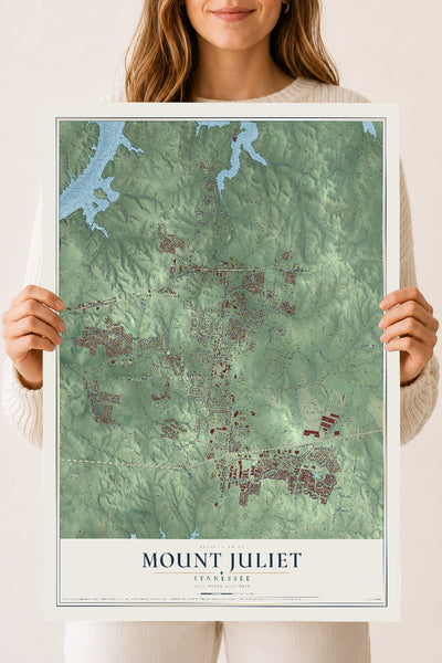 Map of Mount Juliet, Tennessee, 18 x 24 inch unframed archival matte print