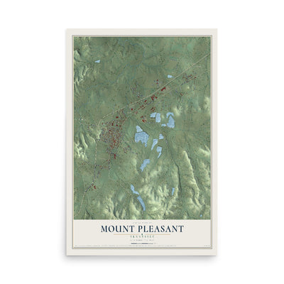 Map of Mount Pleasant, Tennessee, 12 x 18 inch unframed archival matte print
