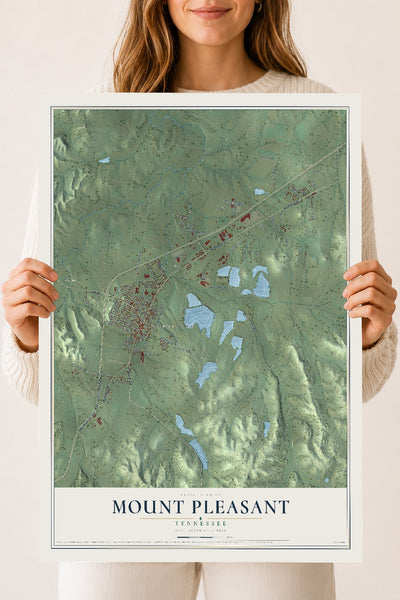 Map of Mount Pleasant, Tennessee, 18 x 24 inch unframed archival matte print