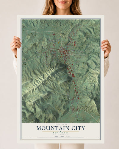 Map of Mountain City, Tennessee, 24 x 36 inch unframed archival matte print