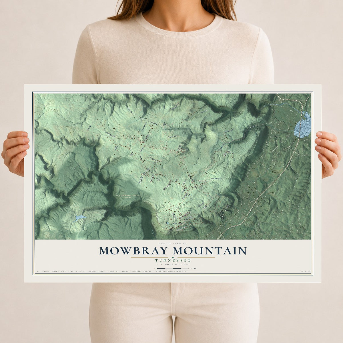Map of Mowbray Mountain, Tennessee, 12 x 18 inch unframed archival matte print