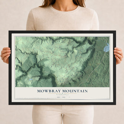 Map of Mowbray Mountain, Tennessee, 12 x 18 inch print in a black wood frame