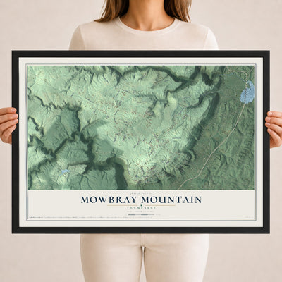 Map of Mowbray Mountain, Tennessee, 18 x 24 inch print in a black wood frame