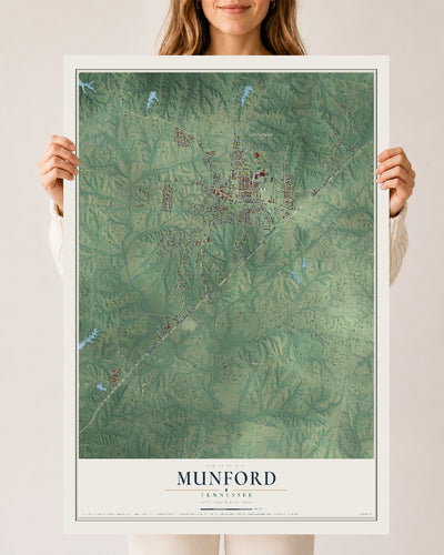 Map of Munford, Tennessee, 24 x 36 inch unframed archival matte print