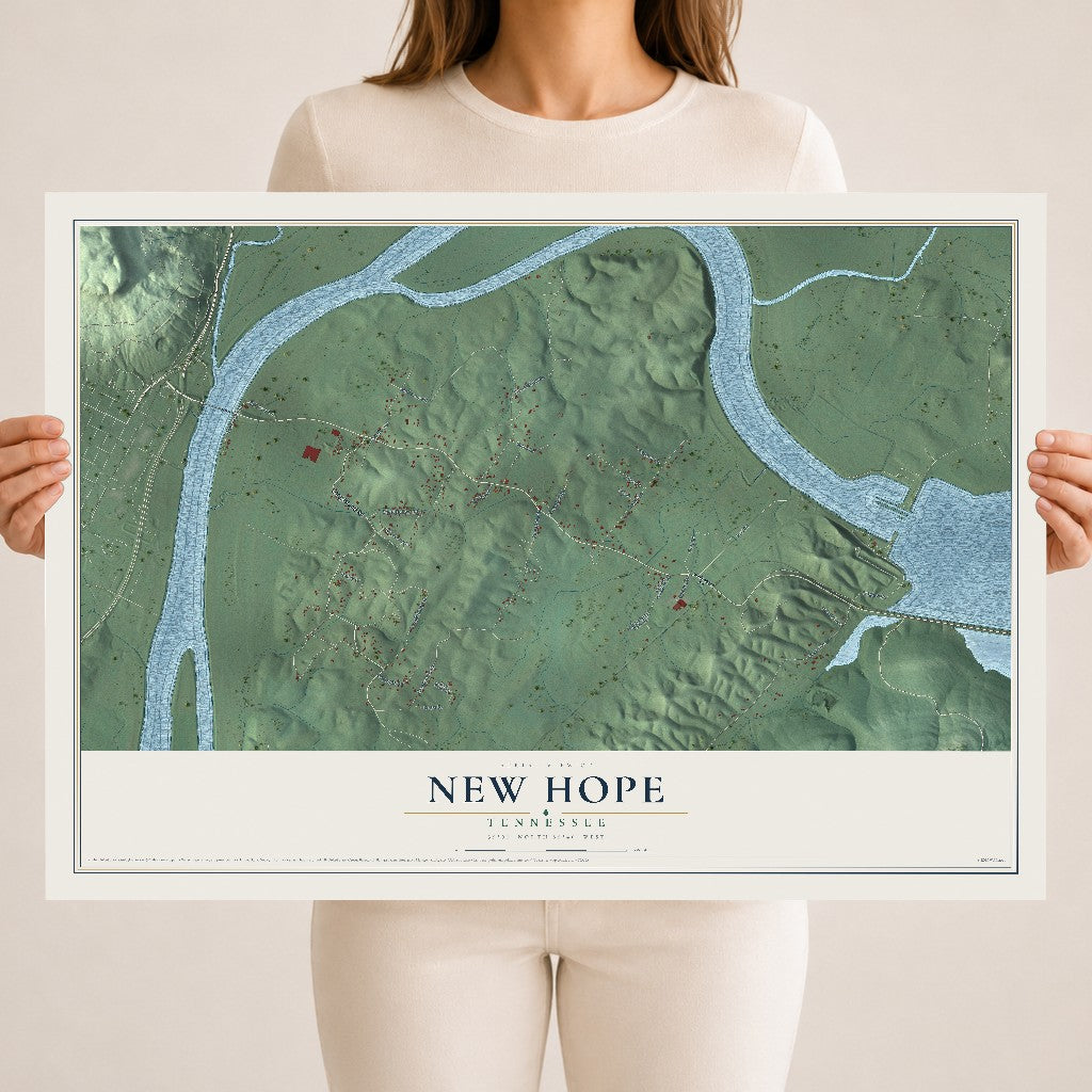 Map of New Hope, Tennessee, 18 x 24 inch unframed archival matte print