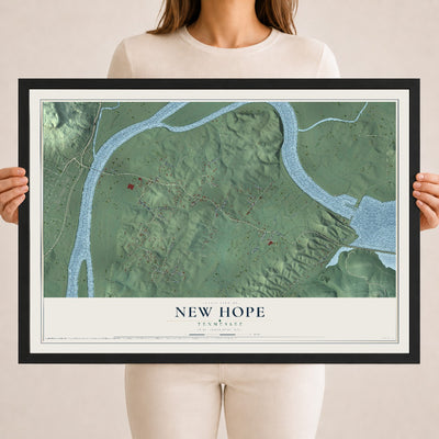 Map of New Hope, Tennessee, 18 x 24 inch print in a black wood frame