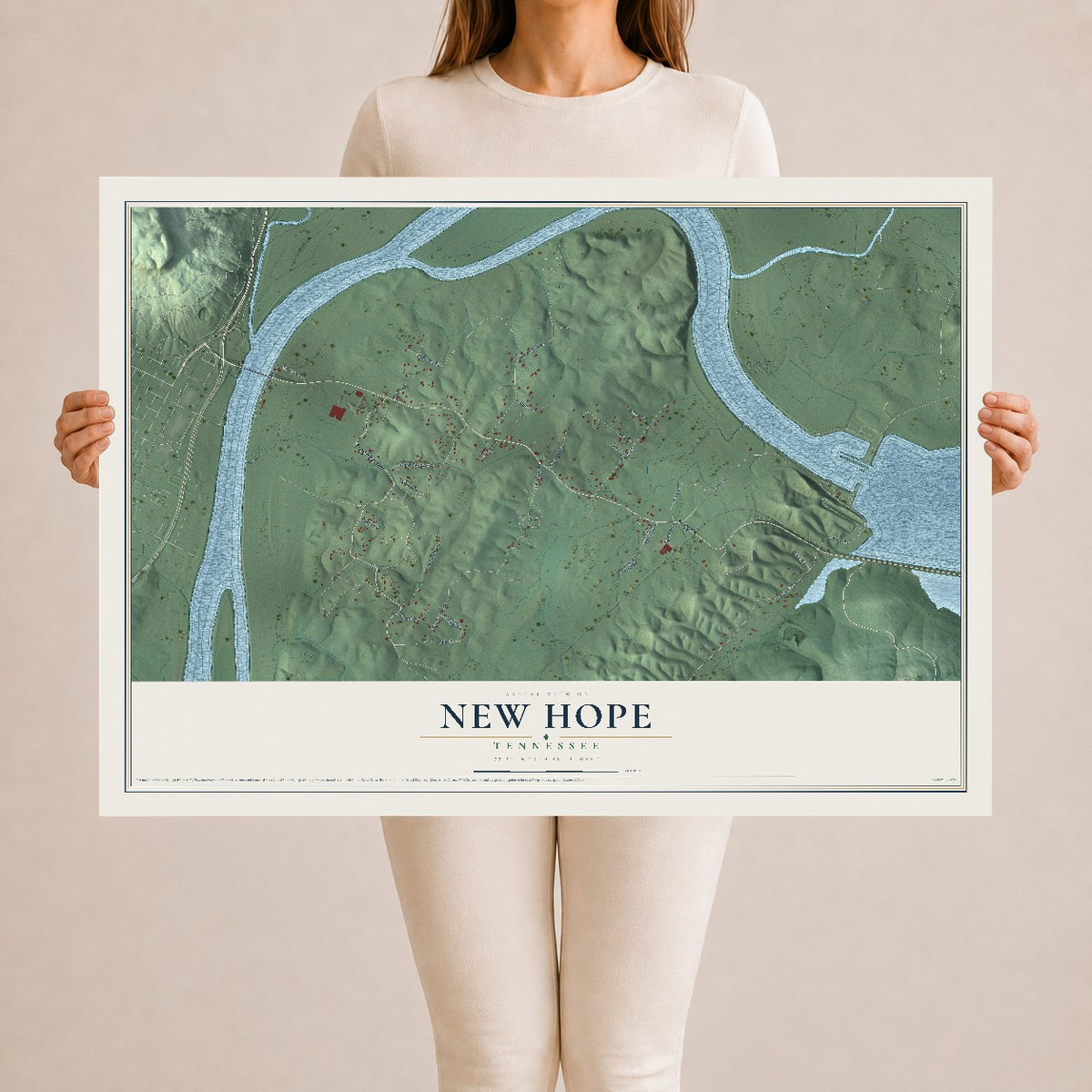 Map of New Hope, Tennessee, 24 x 36 inch unframed archival matte print