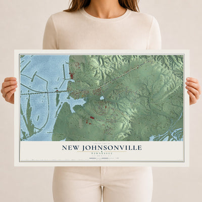 Map of New Johnsonville, Tennessee, 12 x 18 inch unframed archival matte print
