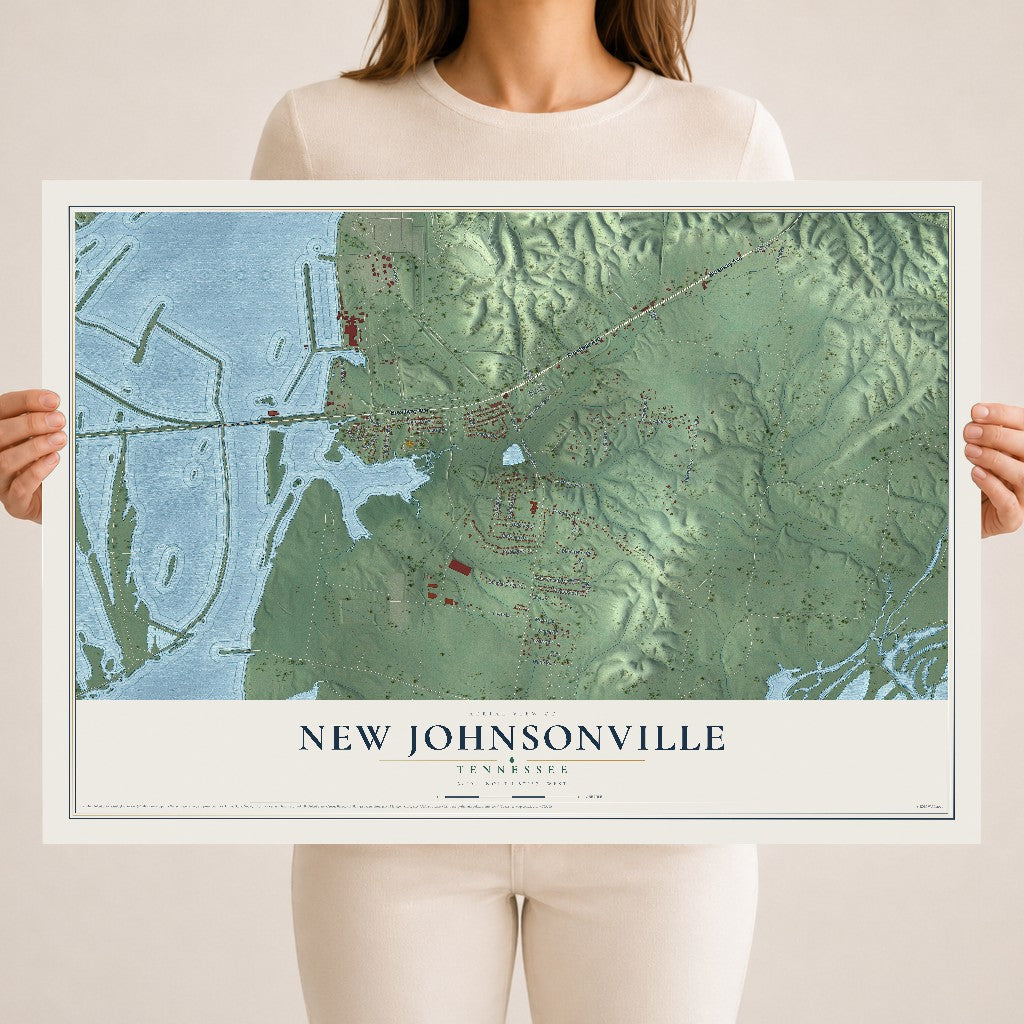 Map of New Johnsonville, Tennessee, 18 x 24 inch unframed archival matte print