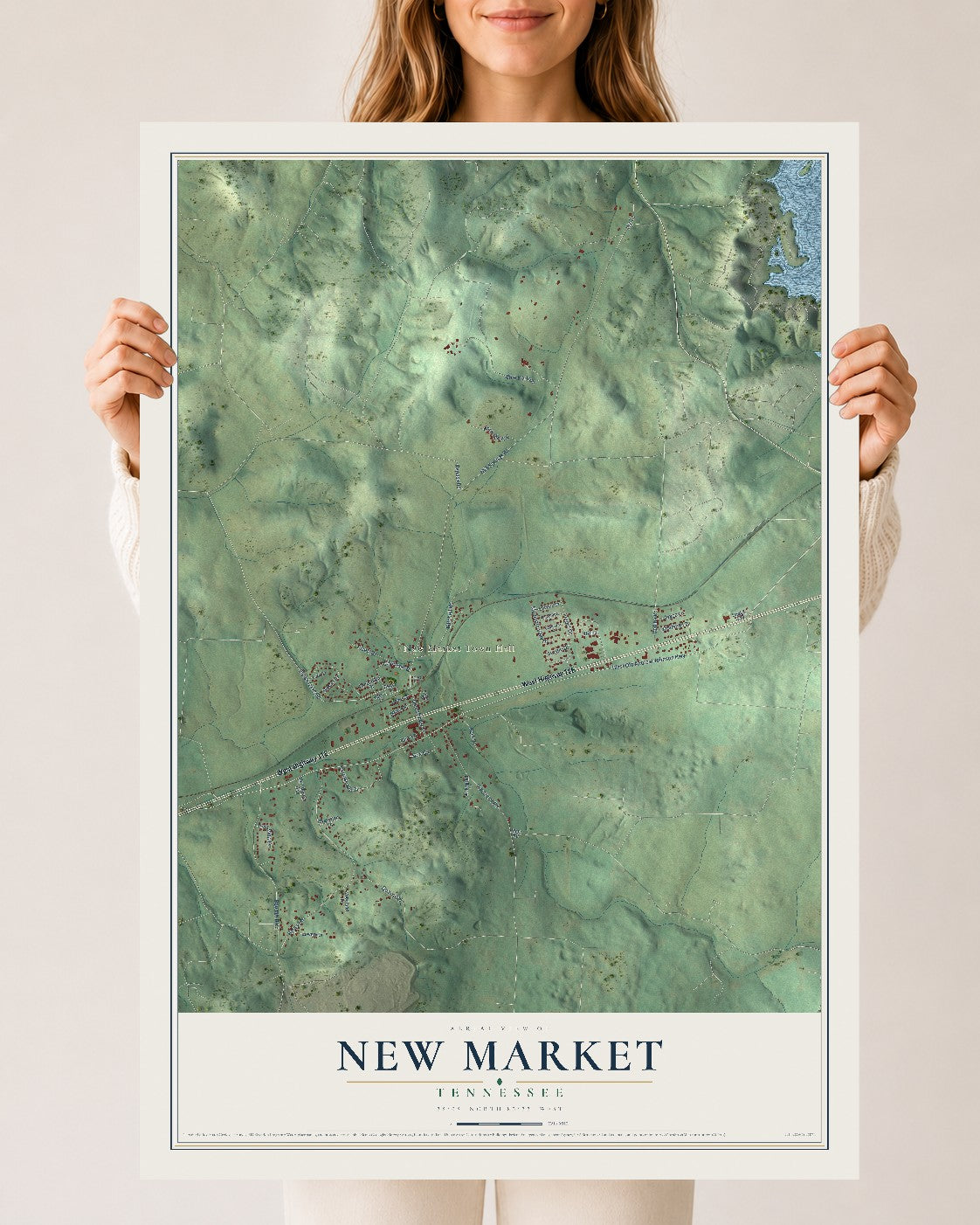 Map of New Market, Tennessee, 24 x 36 inch unframed archival matte print