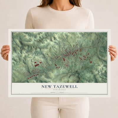 Map of New Tazewell, Tennessee, 12 x 18 inch unframed archival matte print