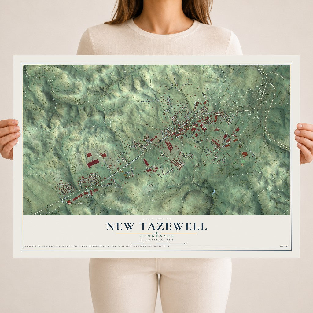 Map of New Tazewell, Tennessee, 18 x 24 inch unframed archival matte print