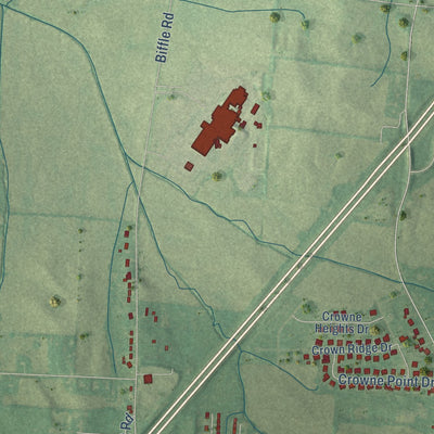 Second close-up of the map of Newbern, Tennessee print showing more streets and buildings