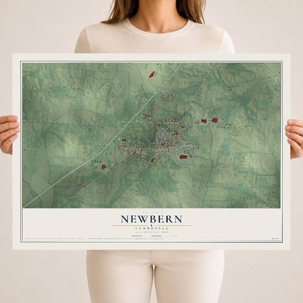 Map of Newbern, Tennessee, 18 x 24 inch unframed archival matte print
