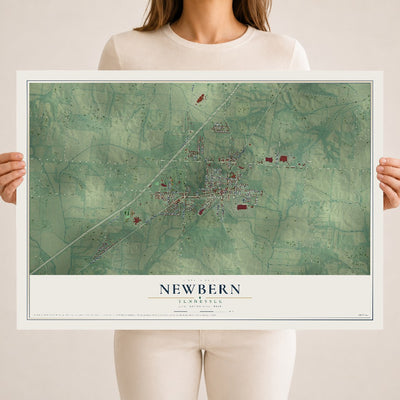 Map of Newbern, Tennessee, 18 x 24 inch unframed archival matte print