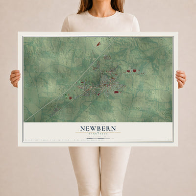 Map of Newbern, Tennessee, 24 x 36 inch unframed archival matte print