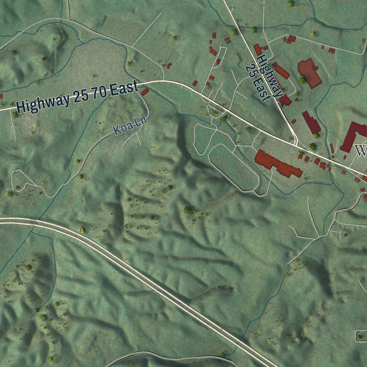 Second close-up of the map of Newport, Tennessee print showing more streets and buildings