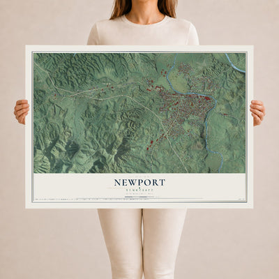 Map of Newport, Tennessee, 24 x 36 inch unframed archival matte print
