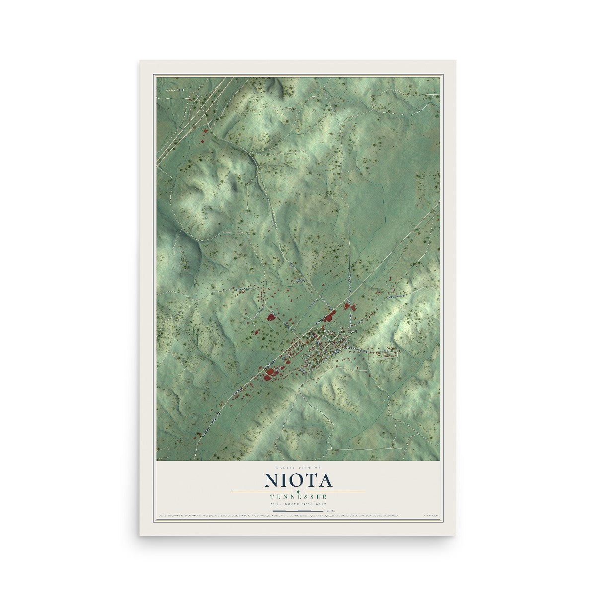 Map of Niota, Tennessee, 12 x 18 inch unframed archival matte print