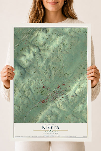 Map of Niota, Tennessee, 18 x 24 inch unframed archival matte print