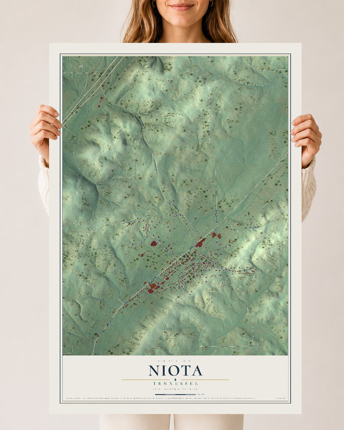 Map of Niota, Tennessee, 24 x 36 inch unframed archival matte print