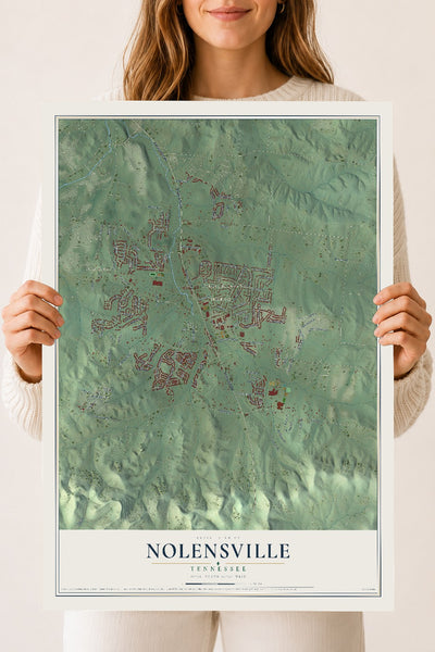 Map of Nolensville, Tennessee, 18 x 24 inch unframed archival matte print