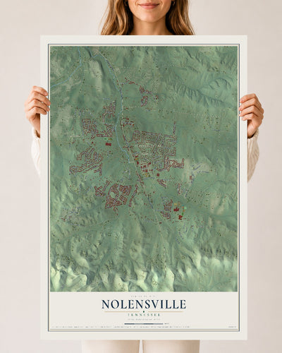 Map of Nolensville, Tennessee, 24 x 36 inch unframed archival matte print